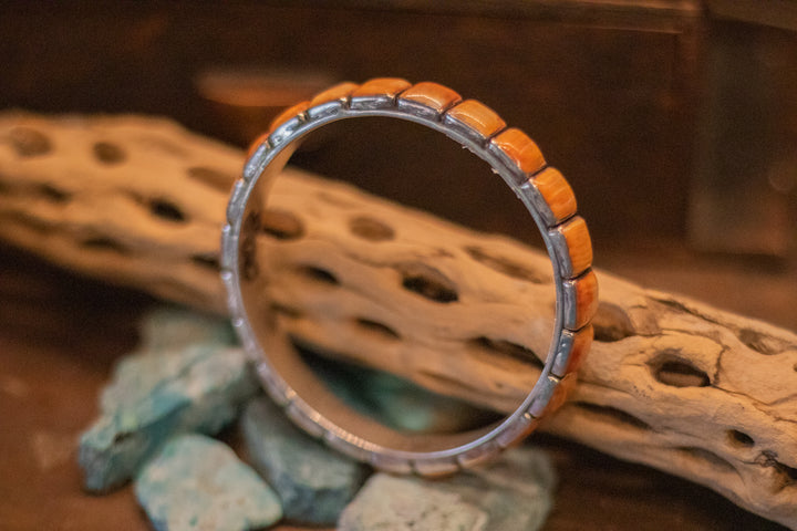 Orange Spiny Square Medium Bangle