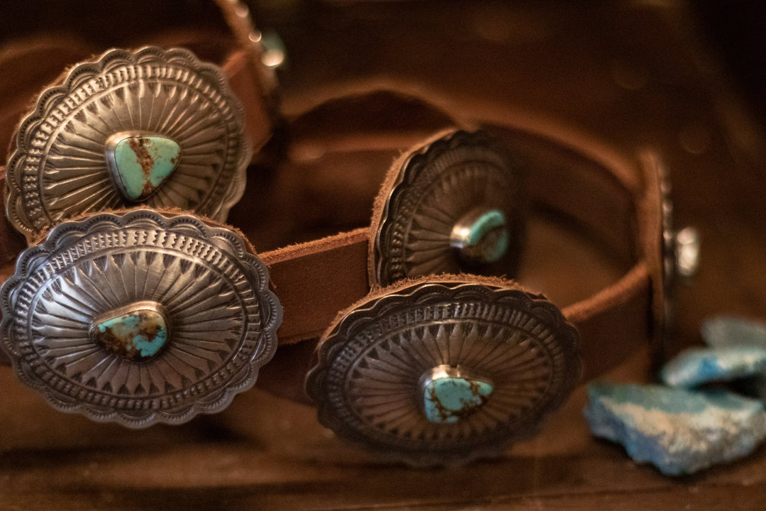 Sterling Silver and Turquoise Concho Belt