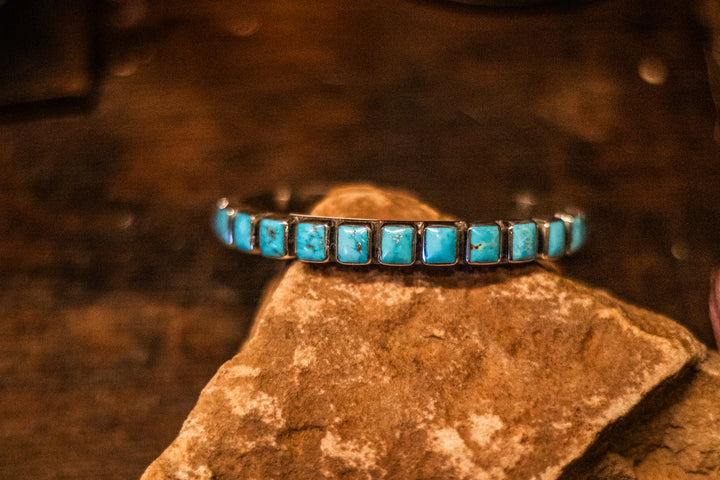 Sky Blue Turquoise Smaller Square Stacker Cuff