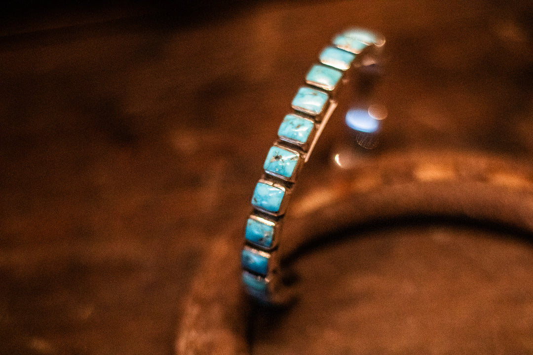 Sky Blue Turquoise Smaller Square Stacker Cuff