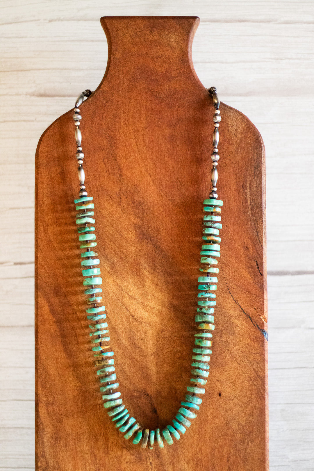 Royal Beauty Turquoise with 8mm Corrugated and Melon Beads 30"