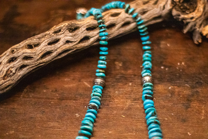Turquoise Graduated Disc Heishi Bead with Stamped Navajo Pearls