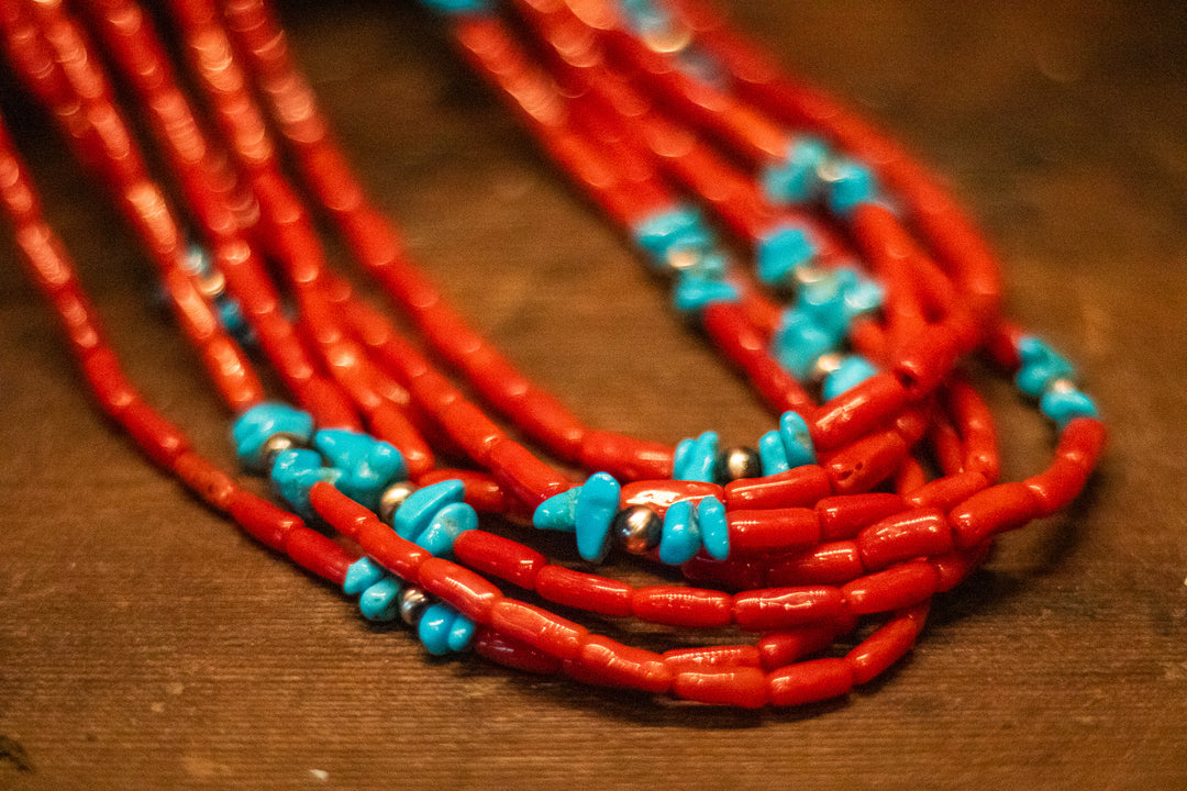 14K Gold Mediterranean Coral Sleeping Beauty Turquoise