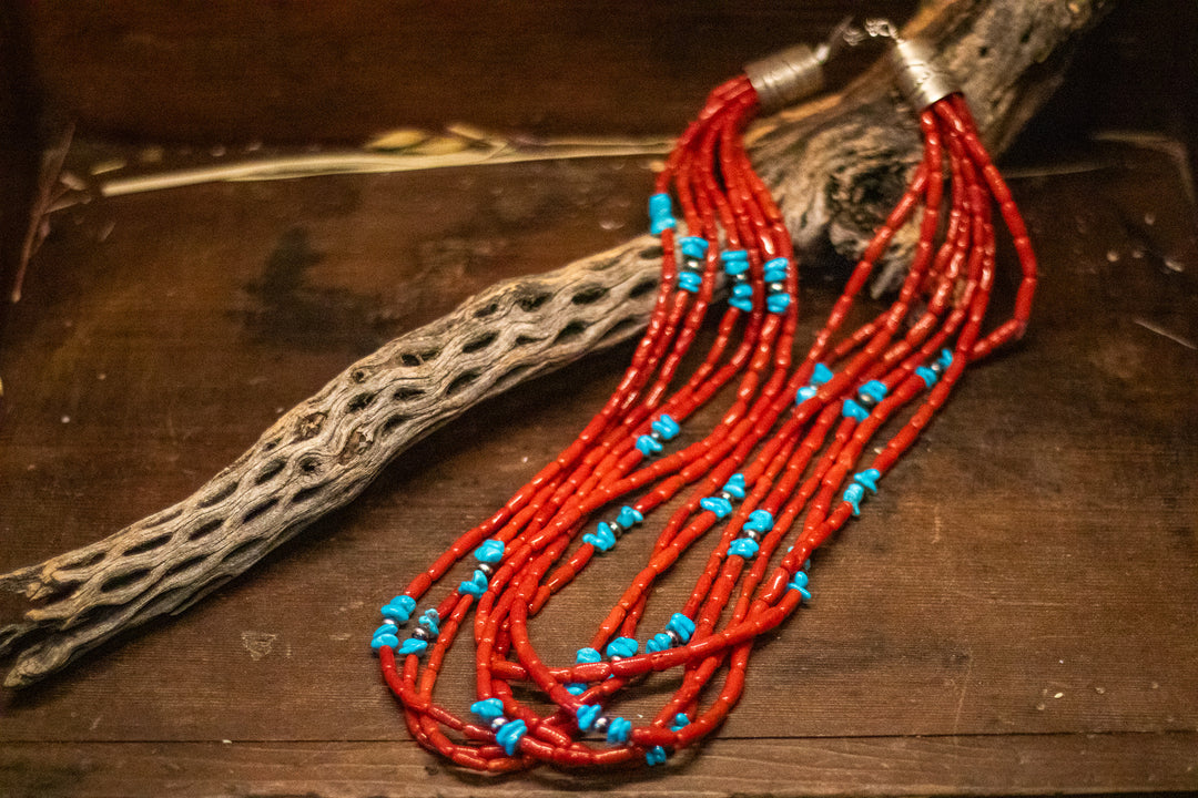 14K Gold Mediterranean Coral Sleeping Beauty Turquoise