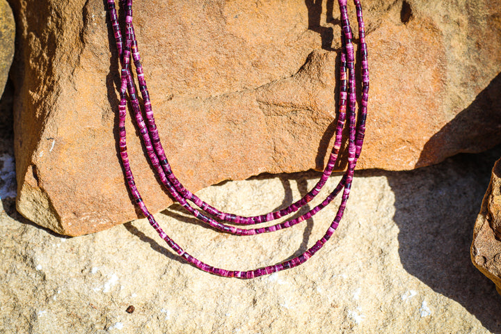 3 Strand Purple Spiny 20" Necklace