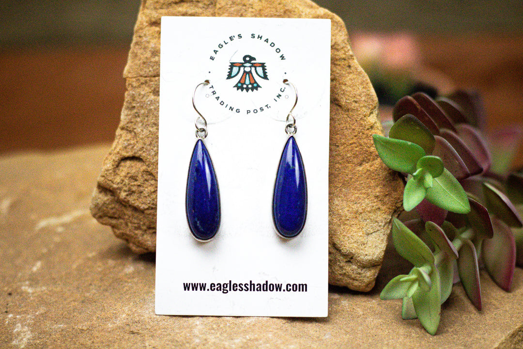 Lapis Sterling Silver Earrings 1 1/4" Long