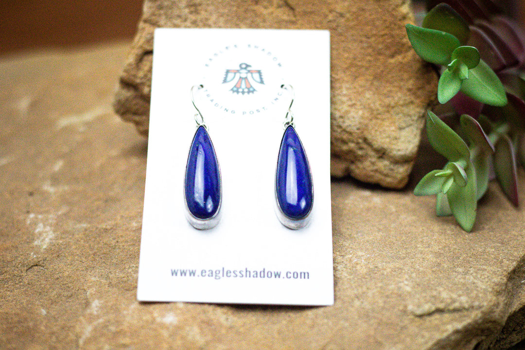 Lapis Sterling Silver Earrings 1 1/4" Long