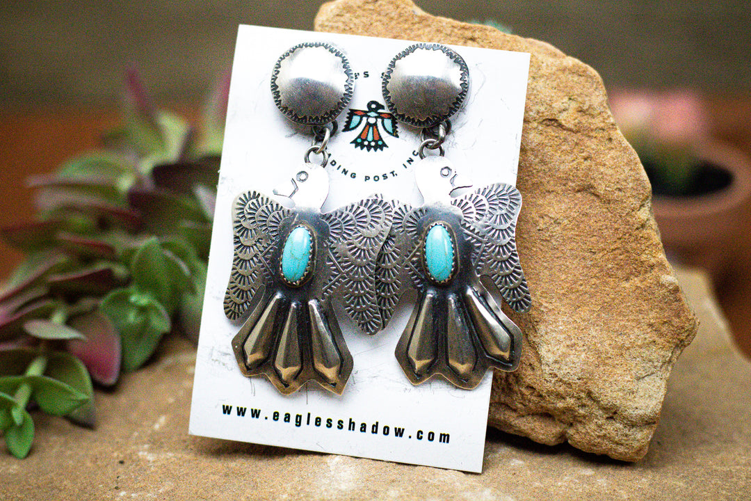 Sleeping Beauty (AZ) Stamped Thunder Bird Earrings