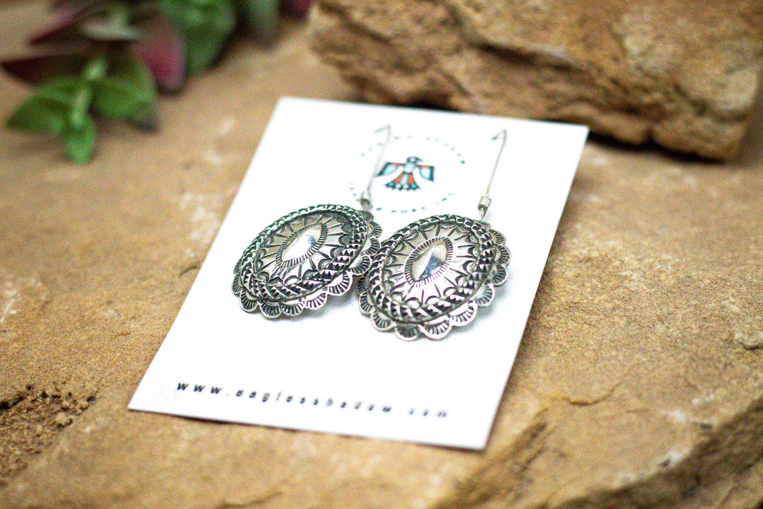 Vintage 1970's Sterling Silver Concho Earrings