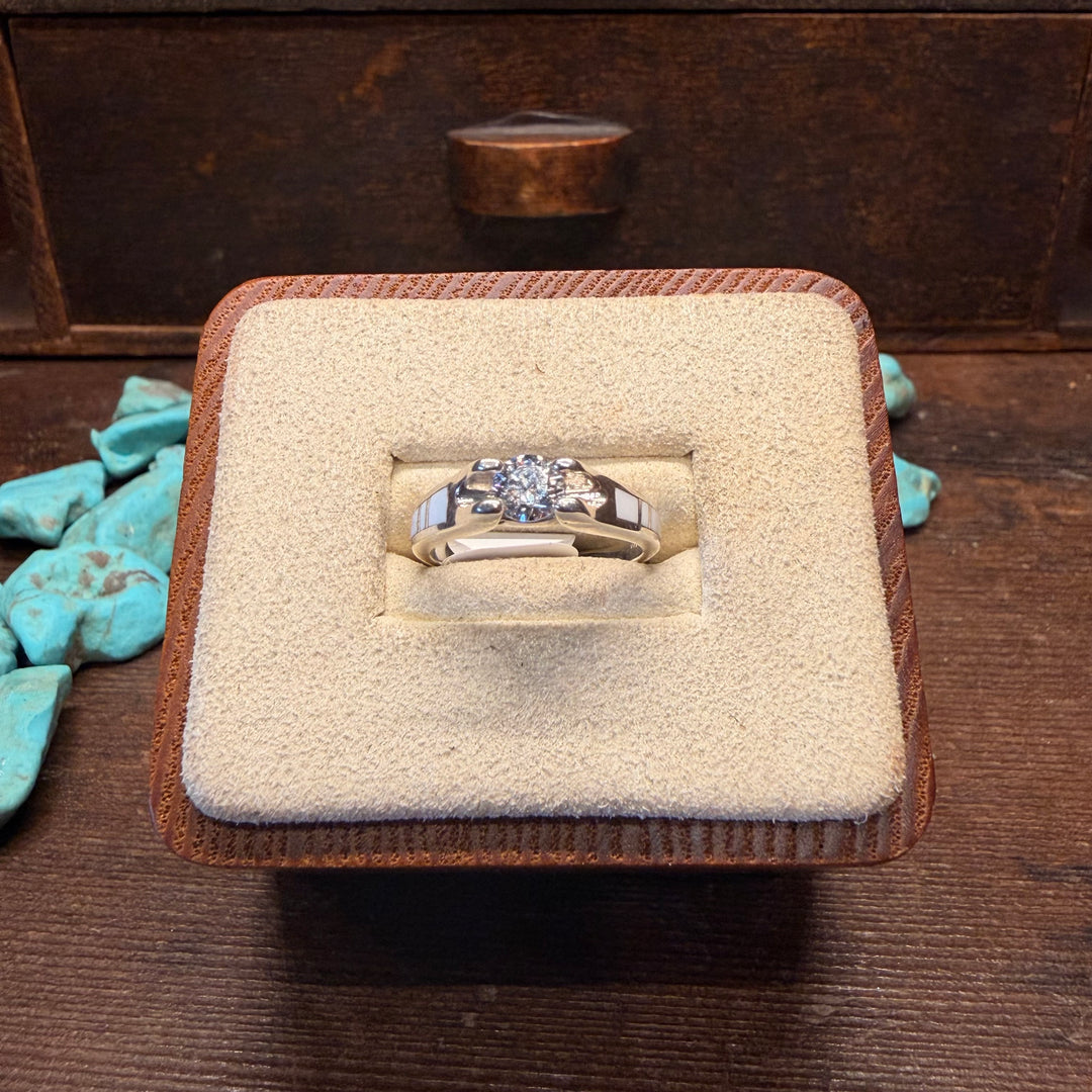 Caliche and Cubic Zirconia Inlay Ring
