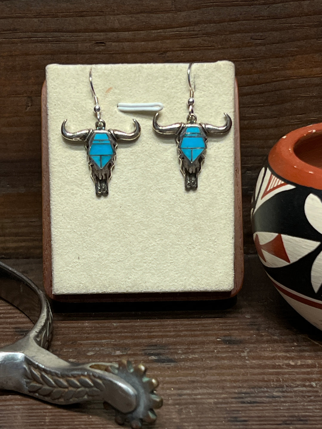 Arizona Blue Turquoise Thin Skull Earrings