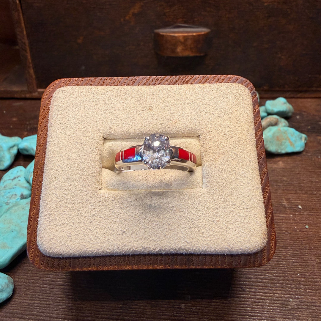 Rosarita and Cubic Zirconia Inlay Ring