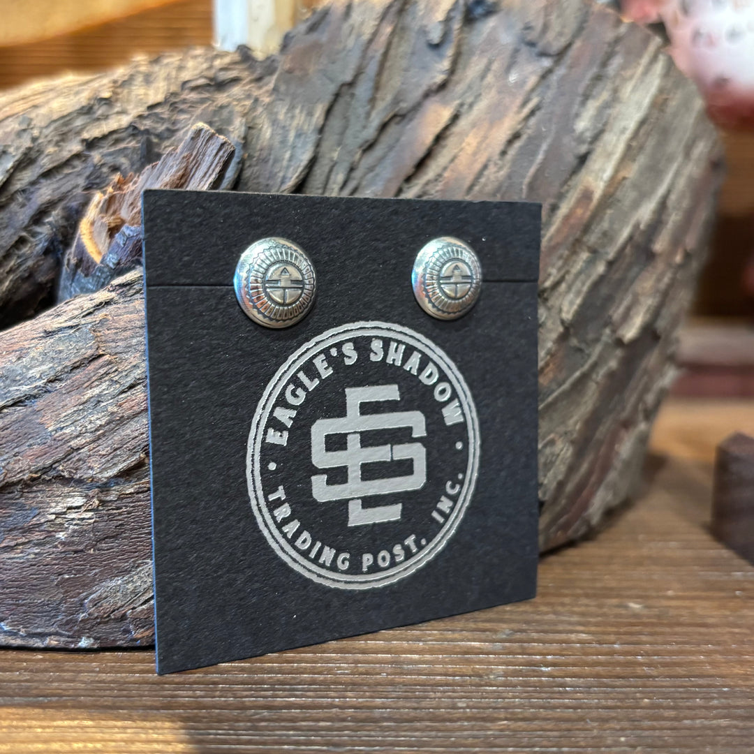 Stamped Sterling Silver Round Studs