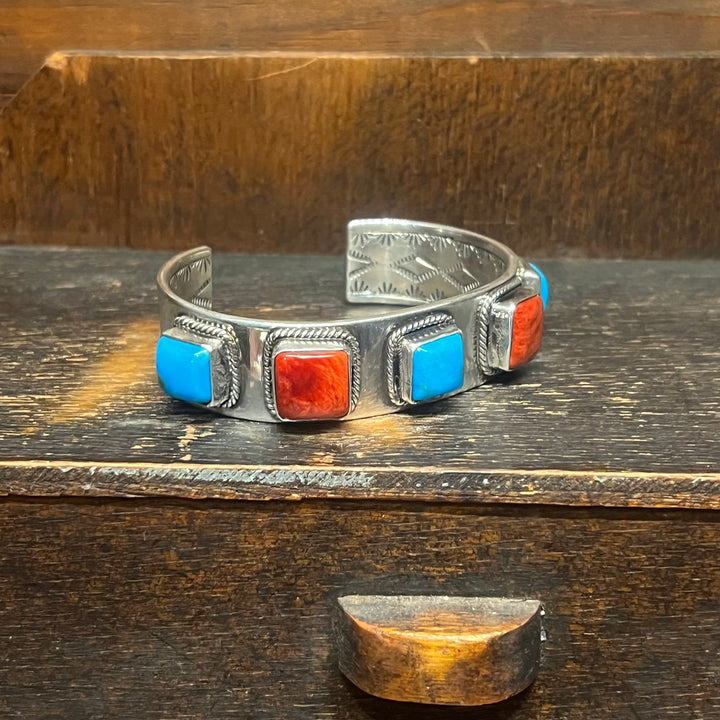 Campitos Turquoise & Red Spiny Oyster Cuff 5.5(Medium)