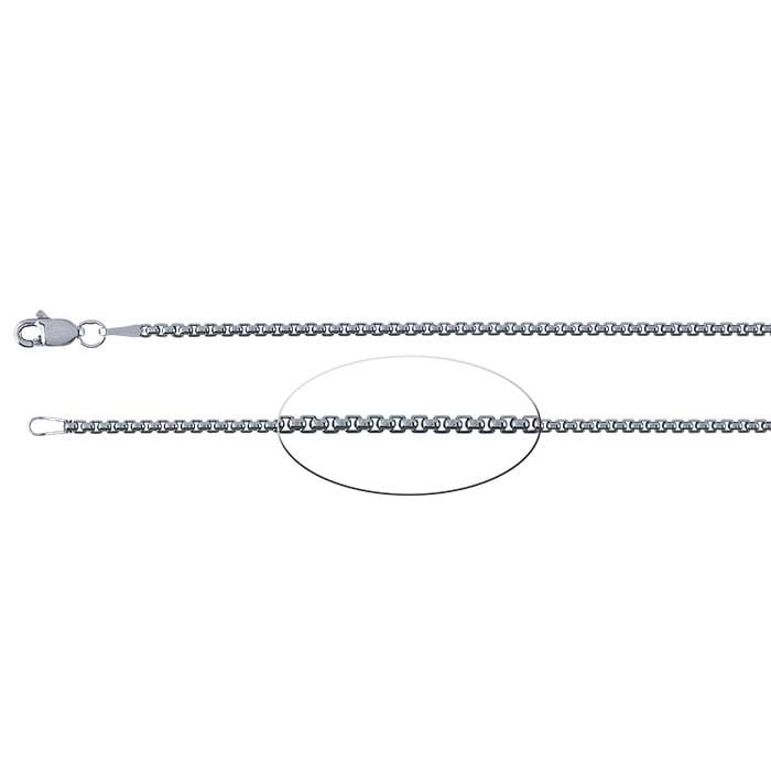 Sterling Silver Oxidized 1.7mm Rounded Box Chain