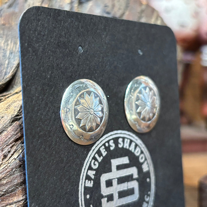 Sun Stamped Sterling Silver Round Studs