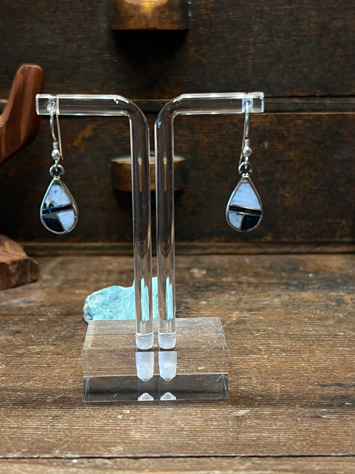 White Buffalo Inlay Tear Drop Earrings