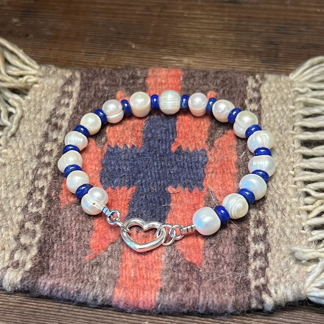Lapis & Freshwater Pearls Bracelet