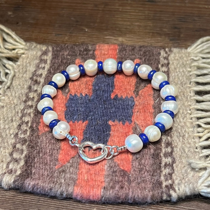 Lapis & Freshwater Pearls Bracelet