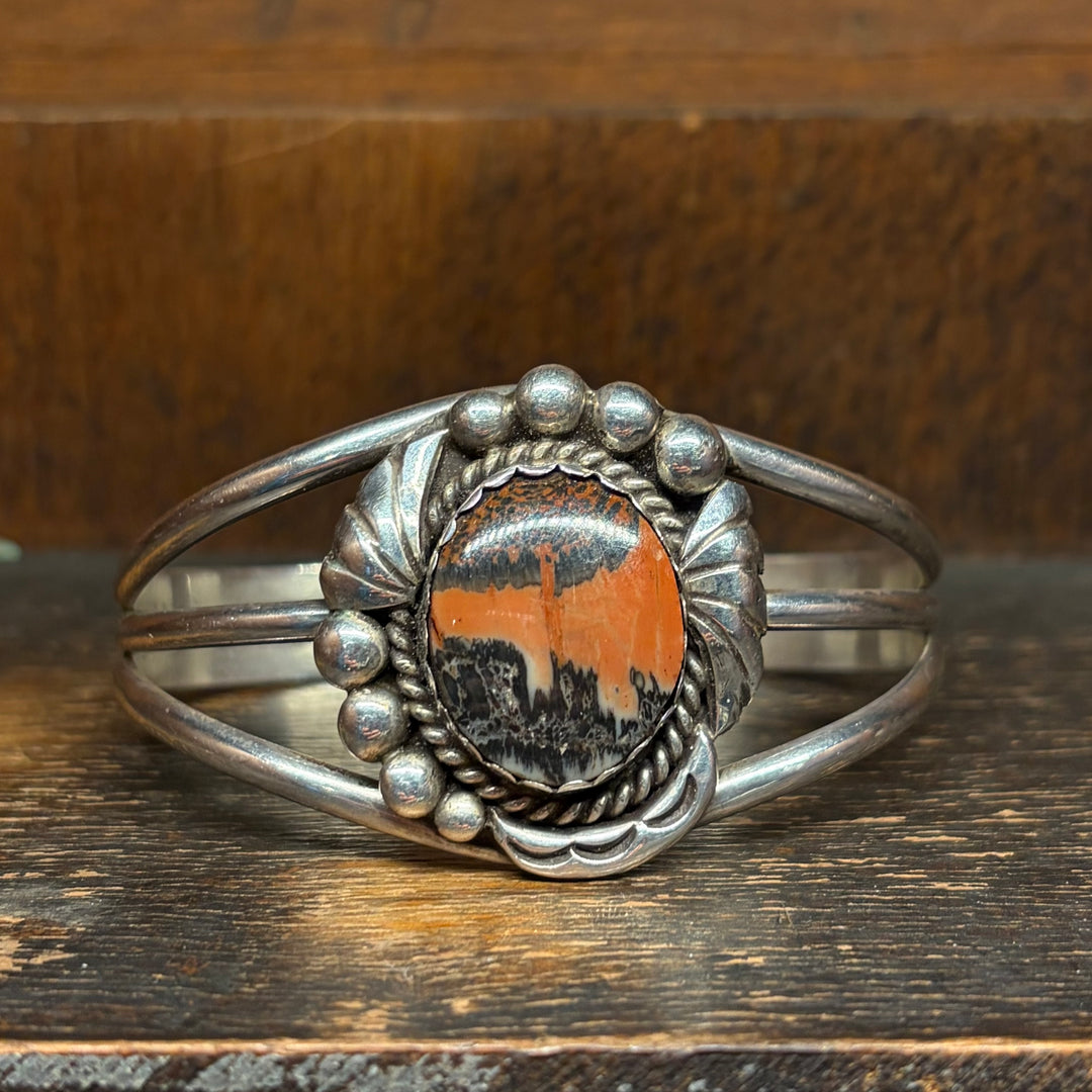 Vintage Oval Petrified Wood Cuff