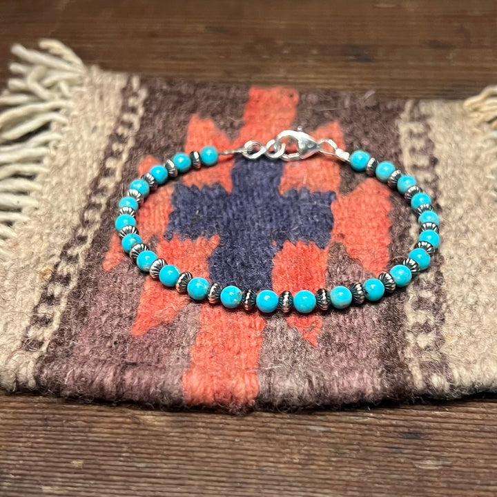 4mm Turquoise & Saucers 9” Anklet