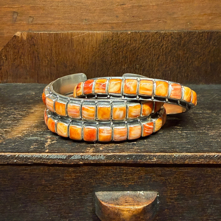 Orange Spiny Square Stacker Cuff (Medium)