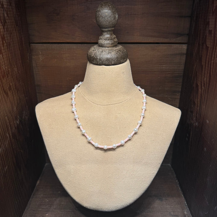Freshwater Pearl and Pink Conch Necklace