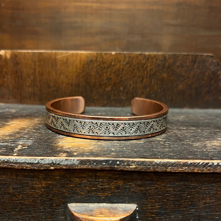 Copper with Sterling Silver Stamp Cuff Bracelet