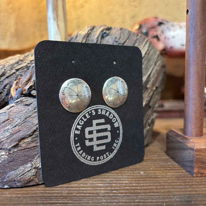 Stamped Sterling Silver Round Studs