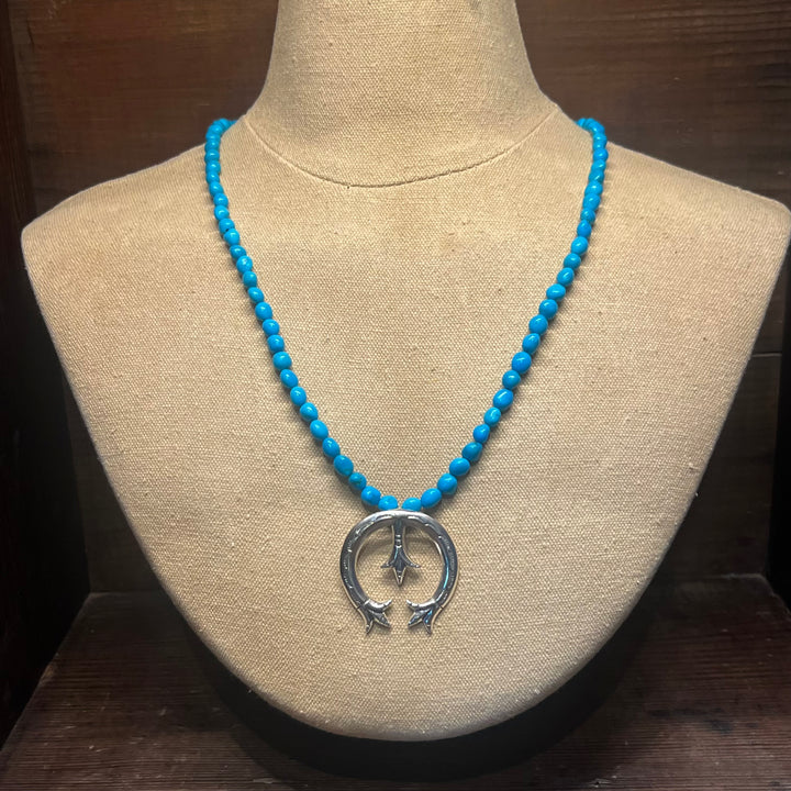 Stamped NAJA Turquoise 6mm Necklace 22”