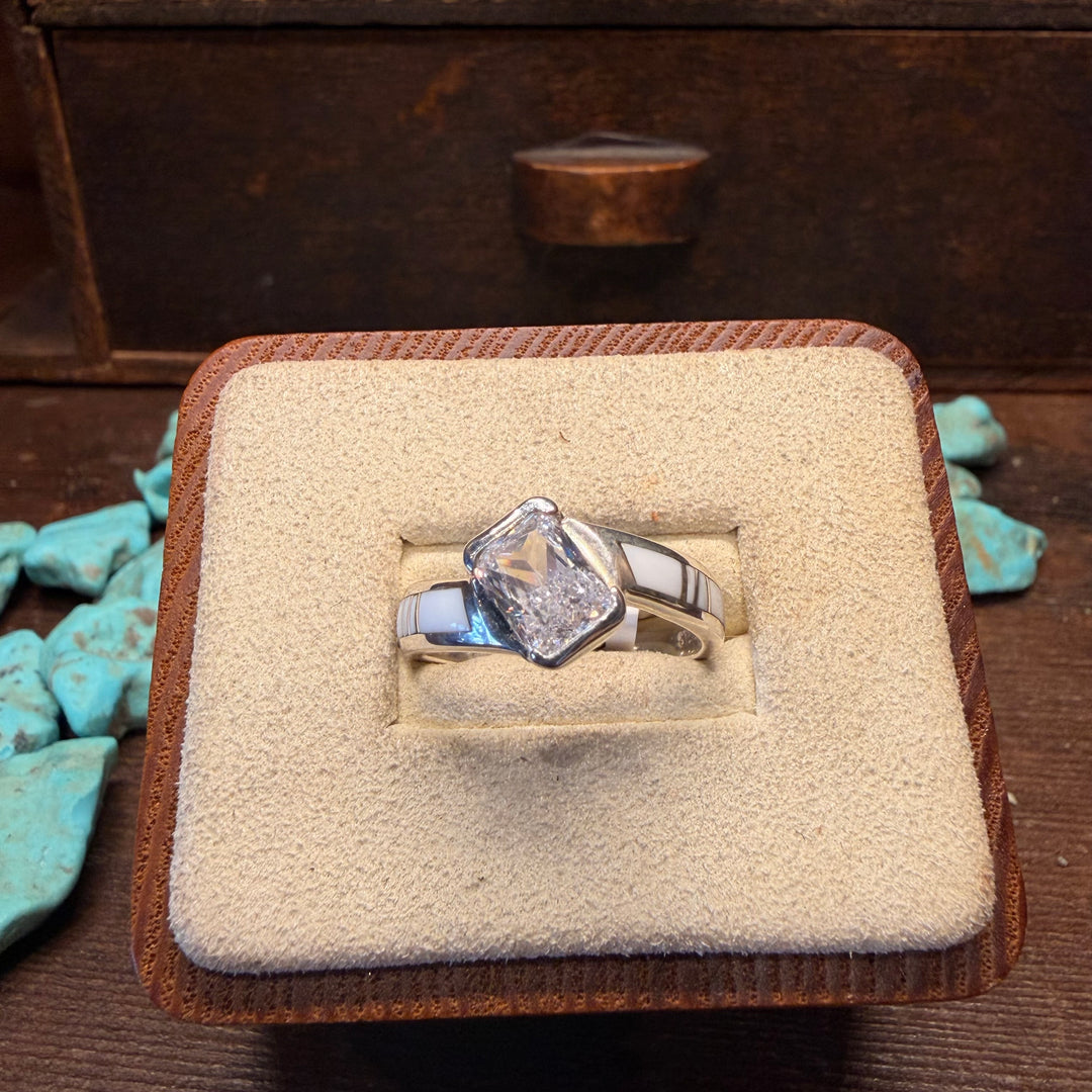 Calcite and Cubic Inlaid Ring