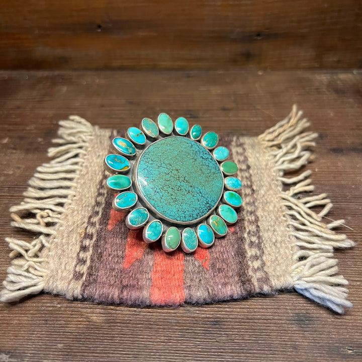 Spider Wed & Mixed Turquoise Round Cluster Ring