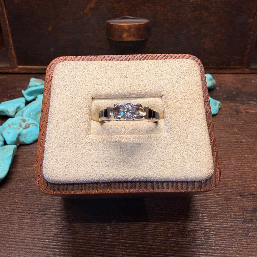 Jade and Cubic Zirconia Inlay Ring