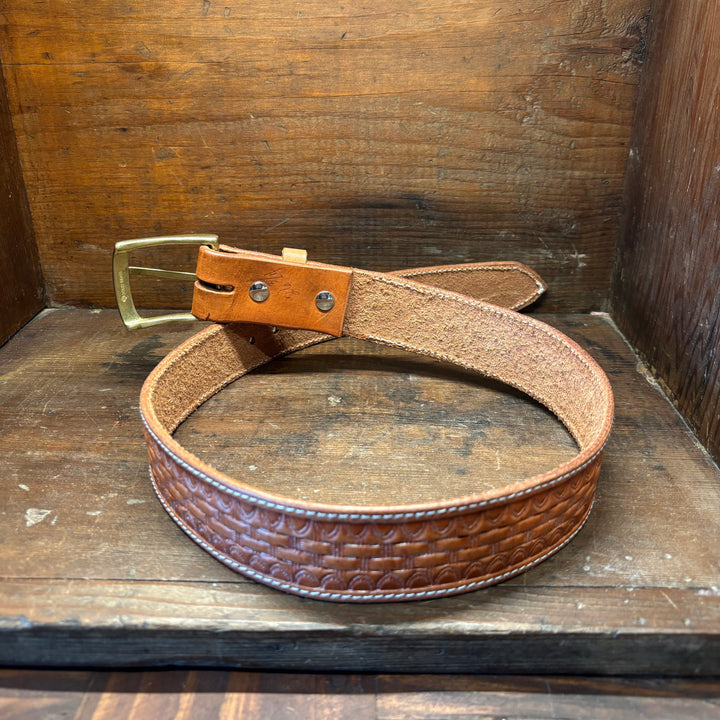 Basket Weave Oiled Natural Leather Belt