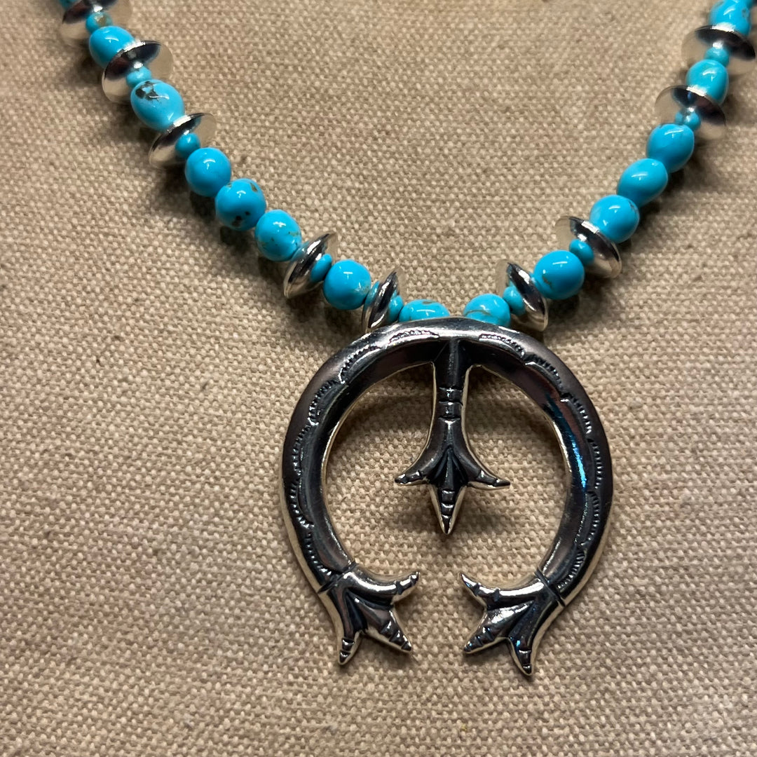 Turquoise Naja 12mm Saucer Necklace 18”