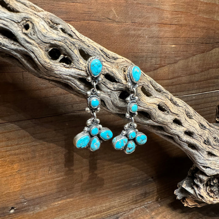 Kingman Turquoise Drop Cluster Earrings