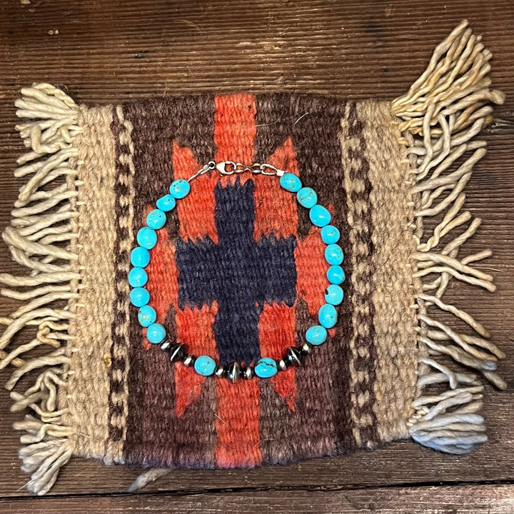 5mm Turquoise & Pearl 7” Bracelet