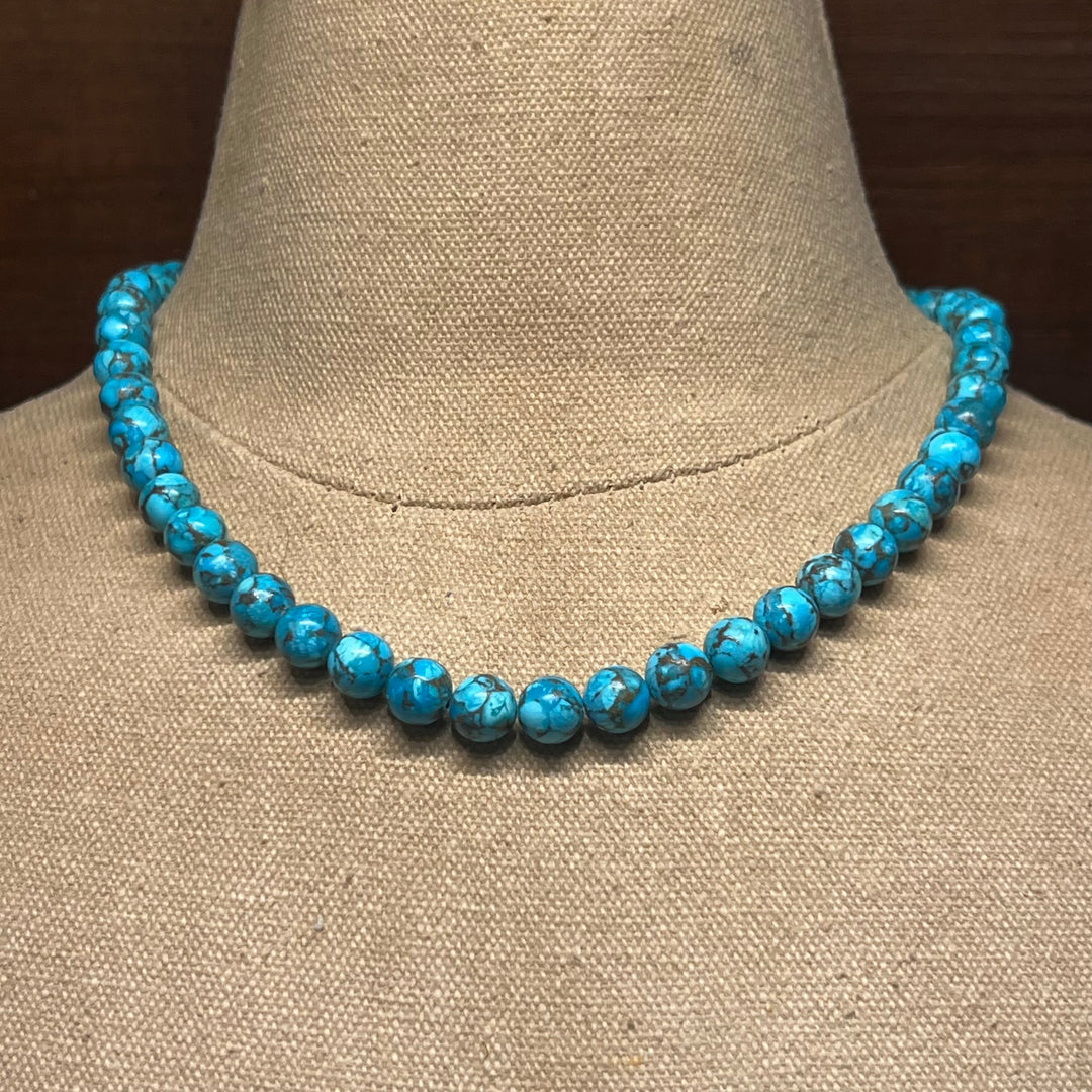 8mm Crushed Turquoise 16” Necklace