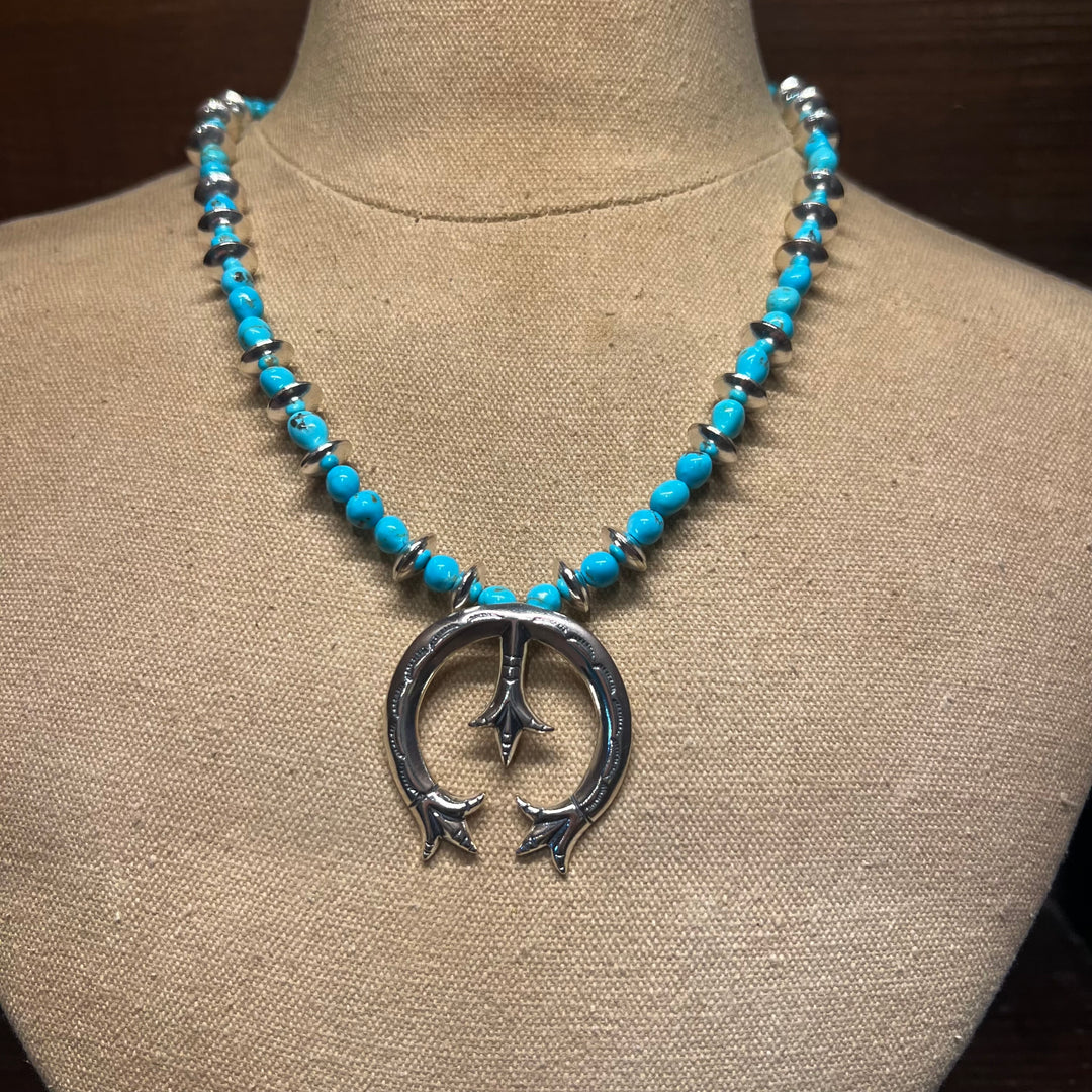 Turquoise Naja 12mm Saucer Necklace 18”