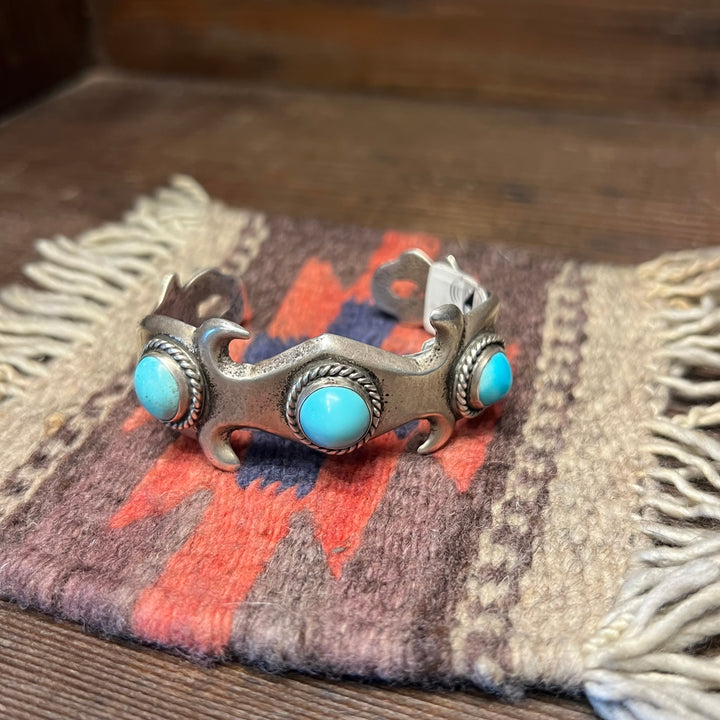 Vintage Persian Turquoise Sandcast 1960's Cuff