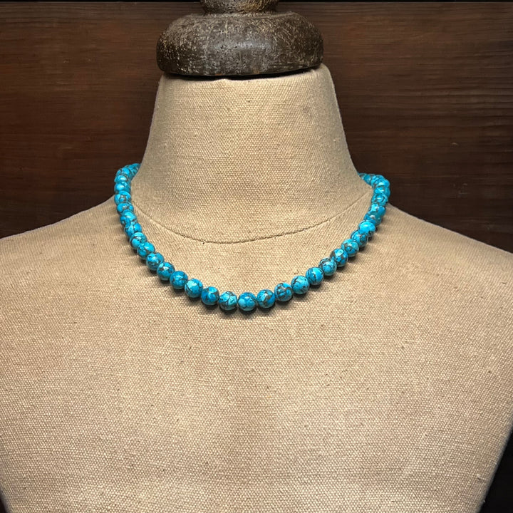 8mm Crushed Turquoise 16” Necklace