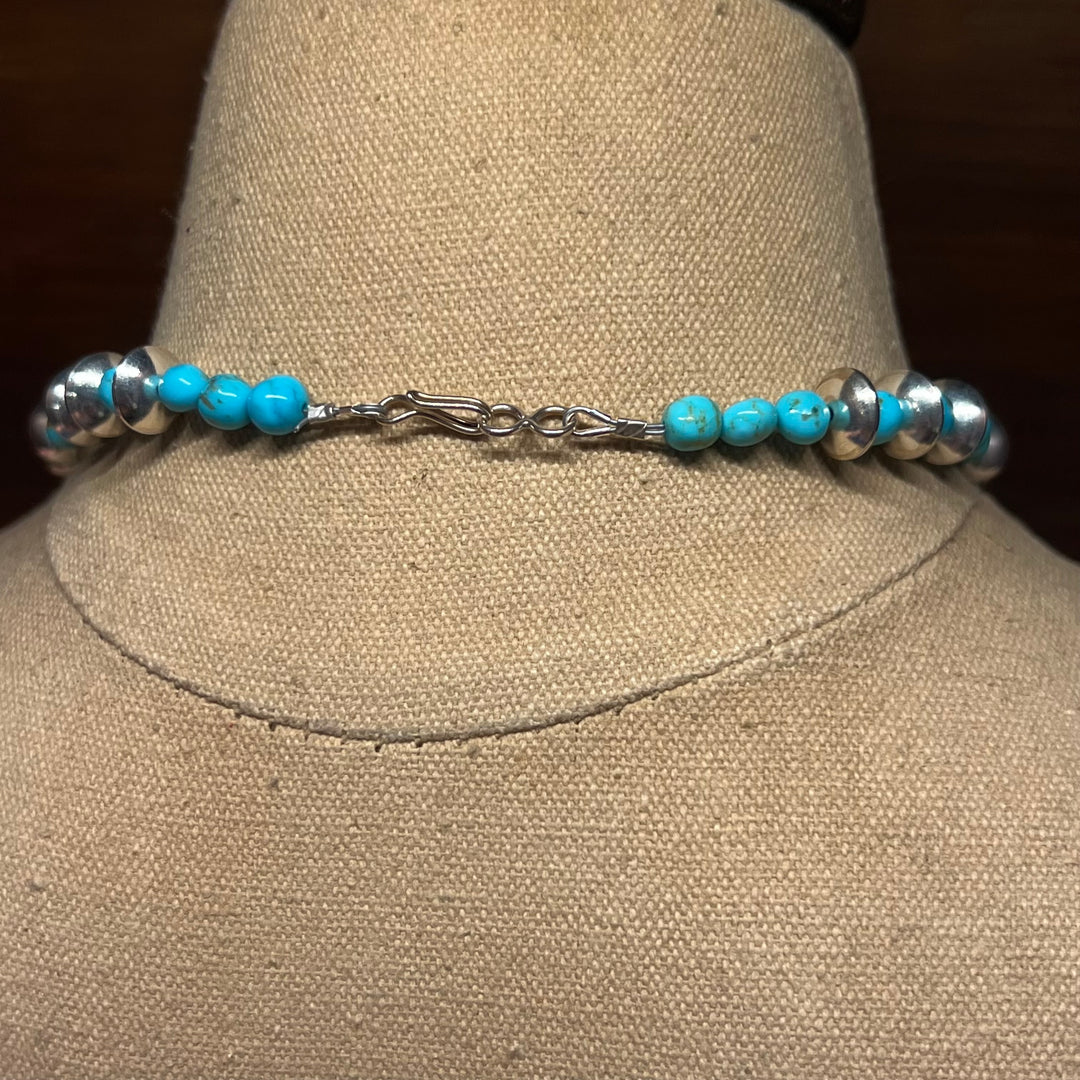 Turquoise Naja 12mm Saucer Necklace 18”