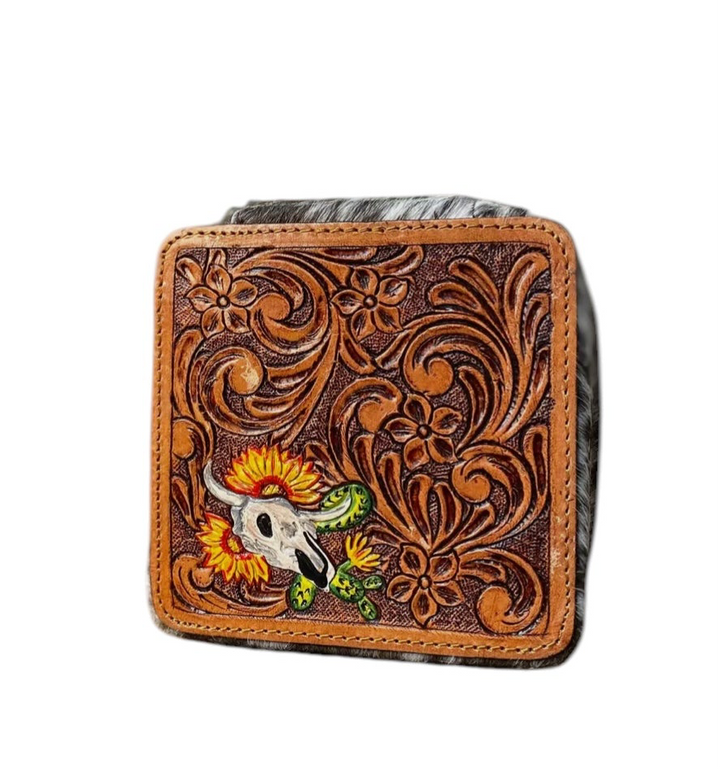 Cow Skull Leather Jewelry Box 