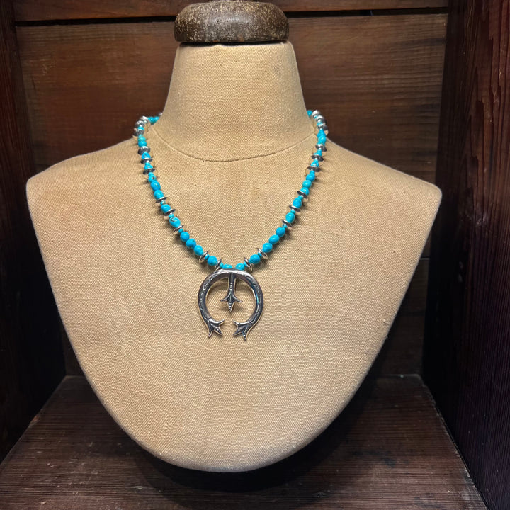 Turquoise Naja 12mm Saucer Necklace 18”