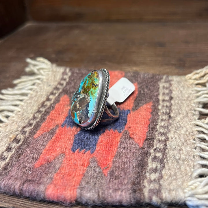 Carlin Black Matrix Nevada Turquoise Vintage Ring