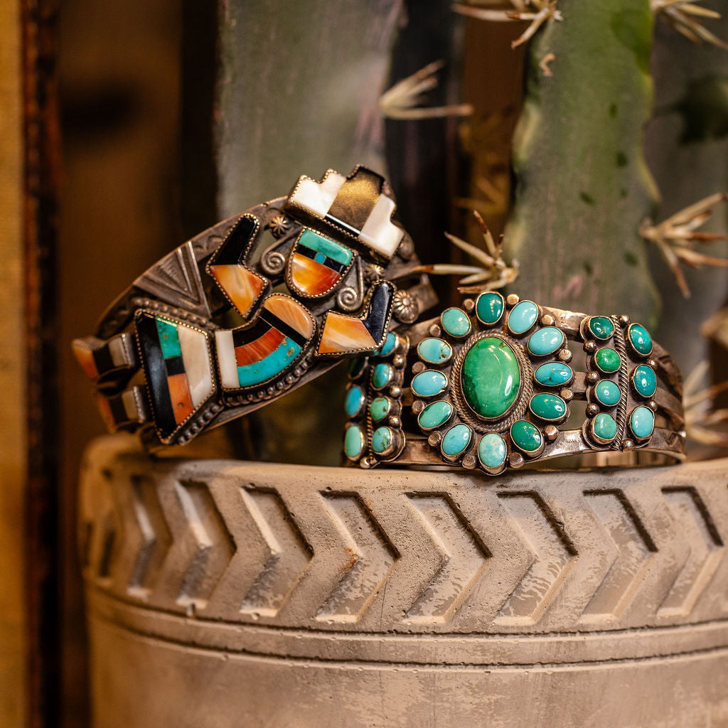Vintage Fox Turquoise Cluster Cuff, c.1950