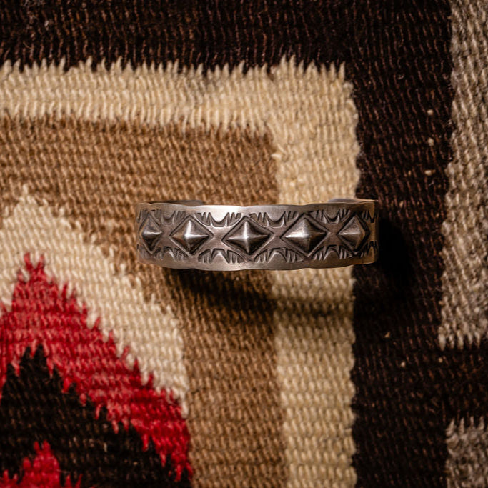 Hand Stamped Diamond Cuff