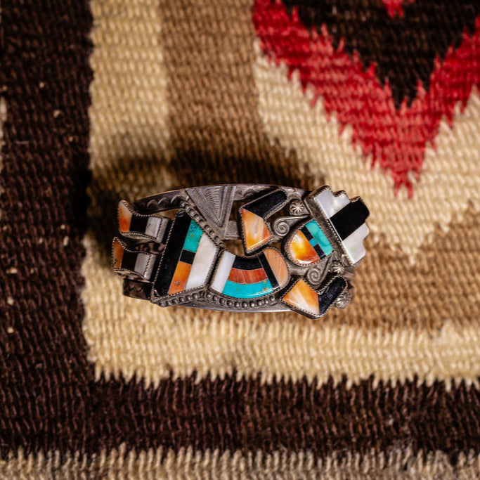 Vintage Rainbow Man Inlay Cuff, c.1930