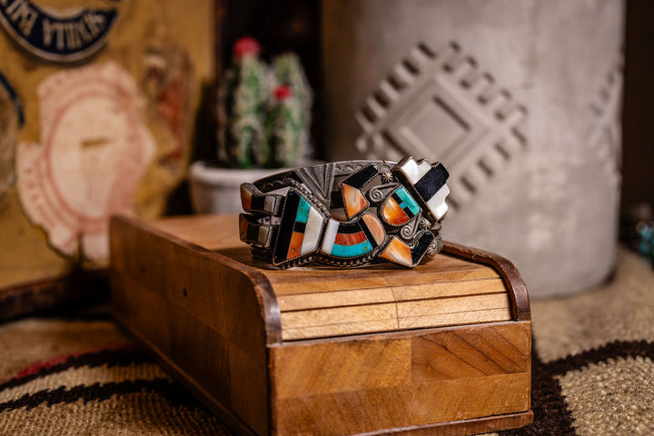 Vintage Rainbow Man Inlay Cuff, c.1930