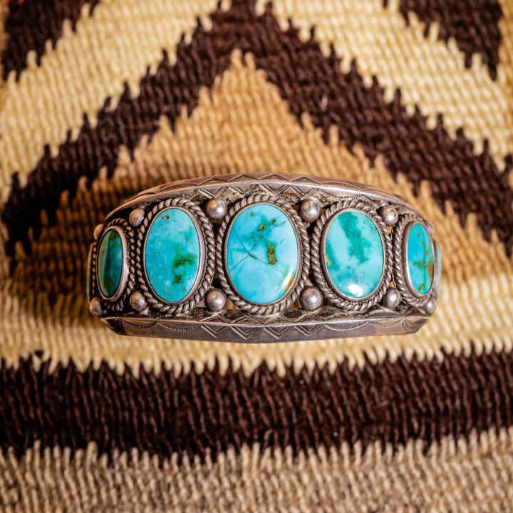 Vintage Blue Gem Turquoise Cuff, c.1940